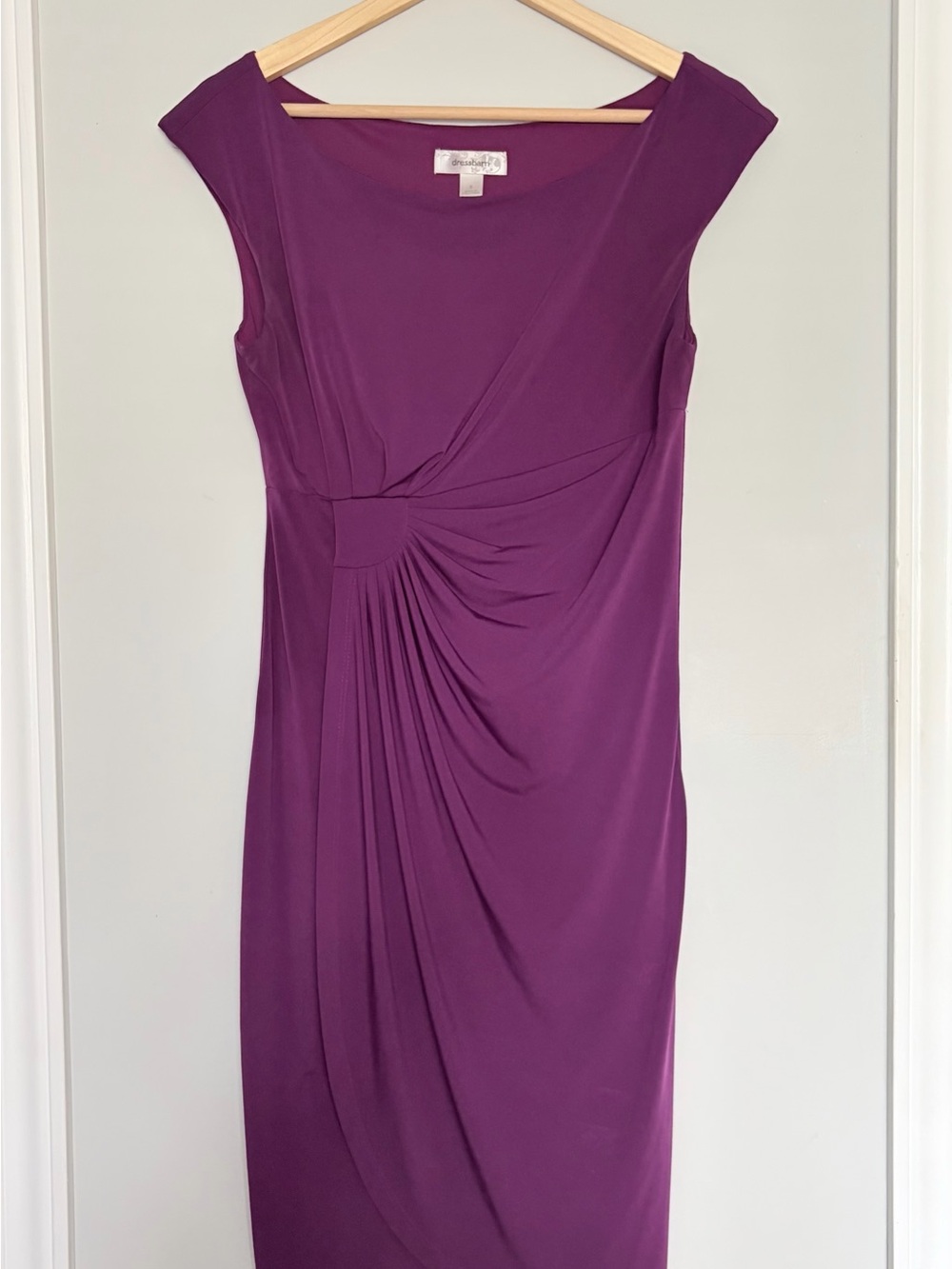 dressbarn Plum Midi Sheath Dress with Side Draping